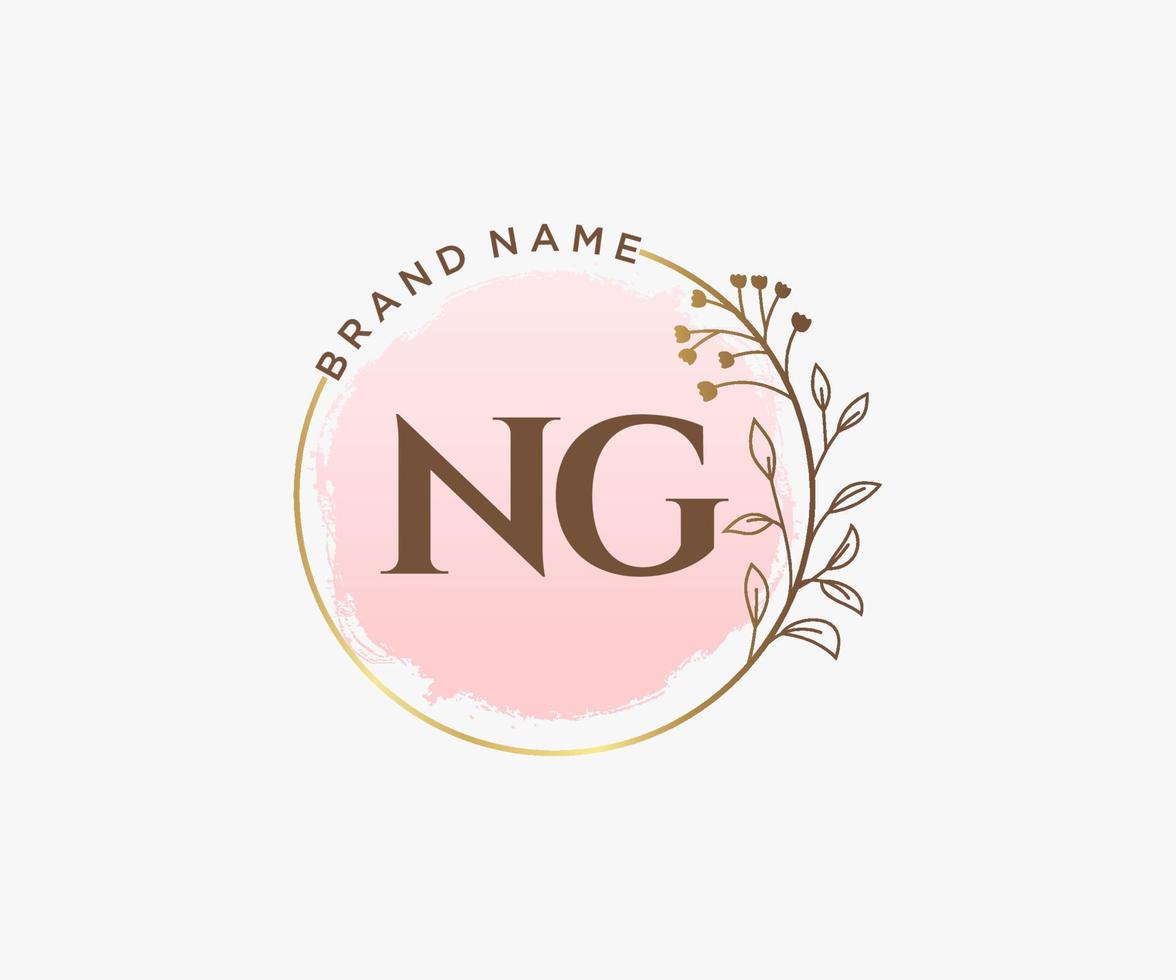 Initial NG feminine logo. Usable for Nature, Salon, Spa, Cosmetic and Beauty Logos. Flat Vector Logo Design Template Element.