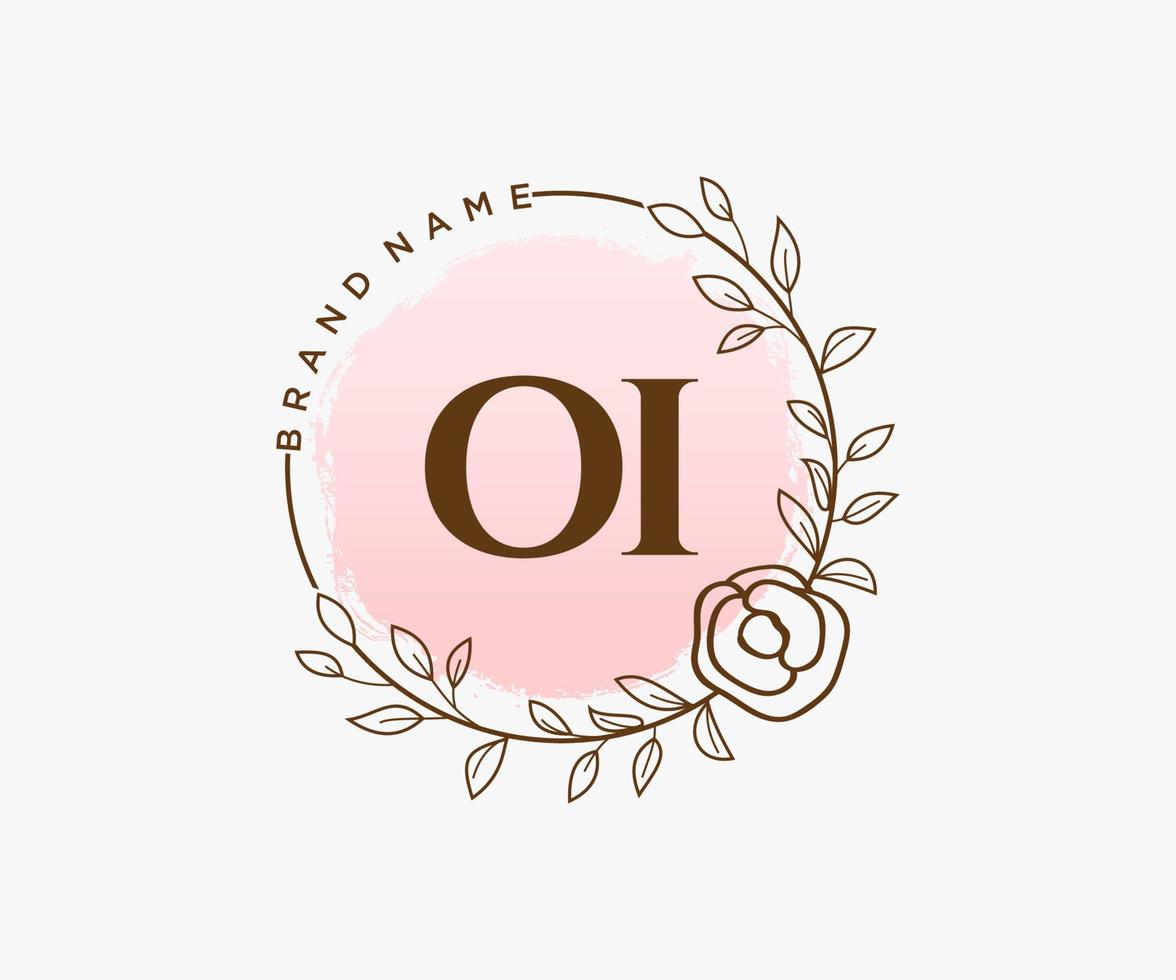 logotipo femenino oi inicial. utilizable para logotipos de naturaleza, salón, spa, cosmética y belleza. elemento de plantilla de diseño de logotipo de vector plano.