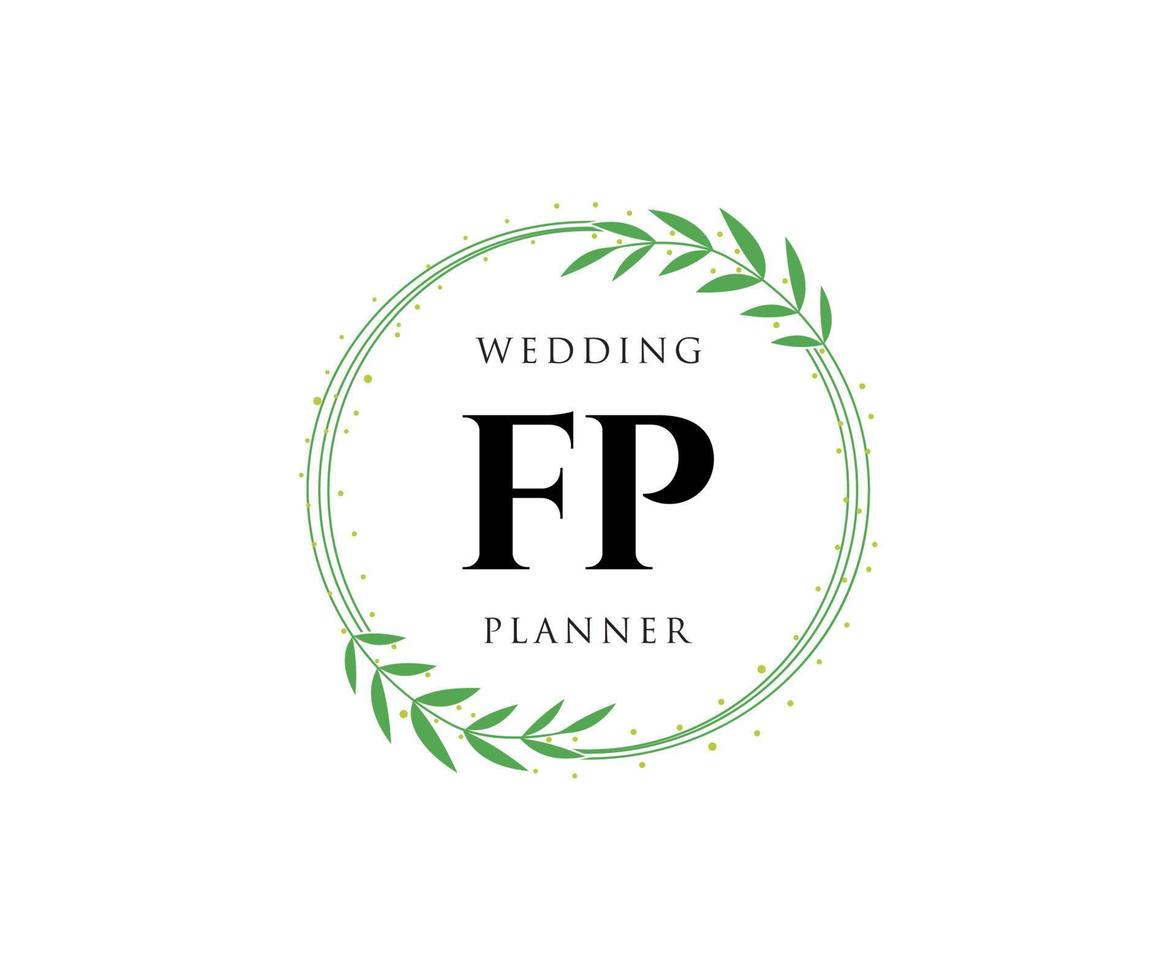 FP Initials letter Wedding monogram logos collection, hand drawn modern minimalistic and floral templates for Invitation cards, Save the Date, elegant identity for restaurant, boutique, cafe in vector