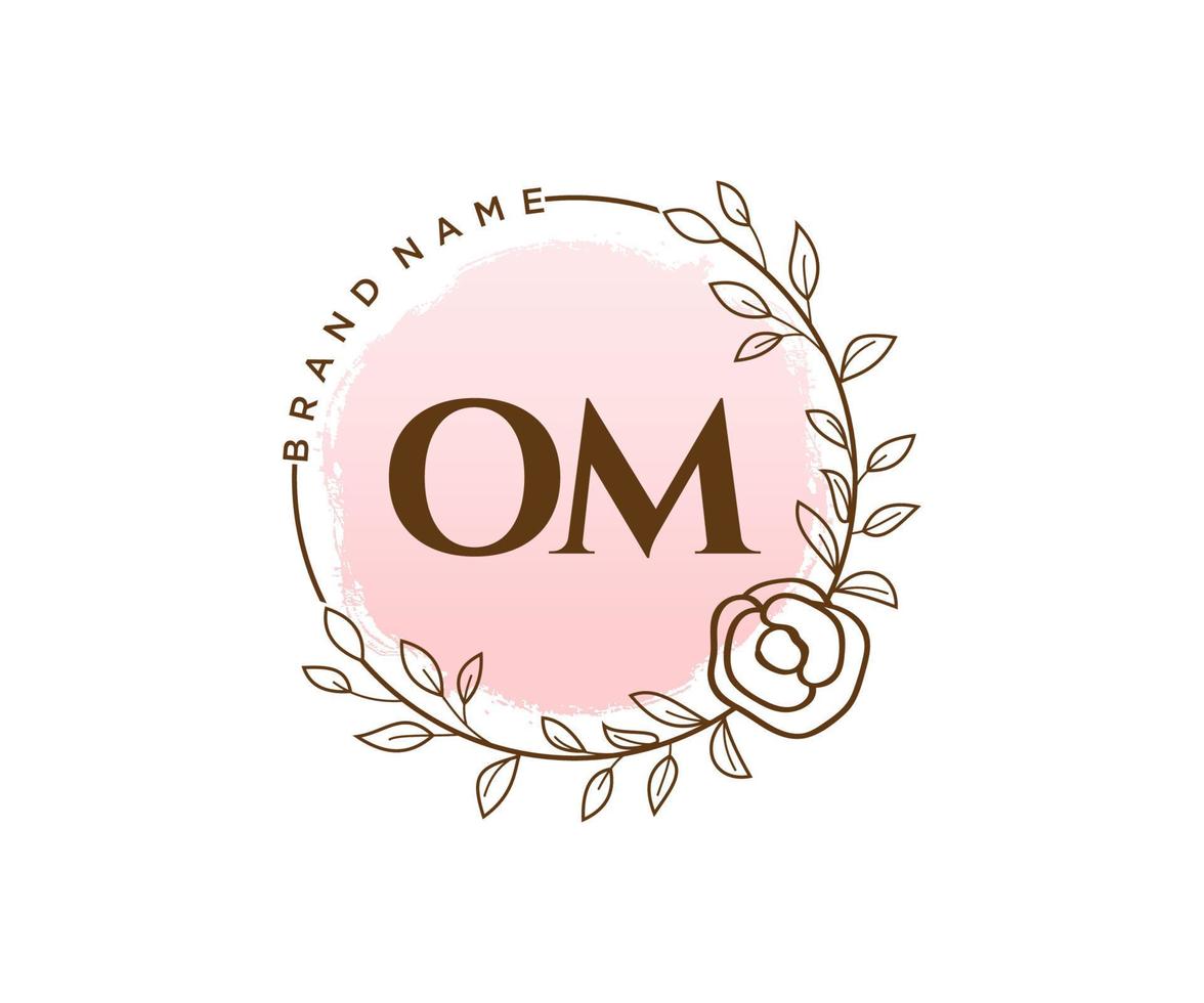 logotipo femenino om inicial. utilizable para logotipos de naturaleza, salón, spa, cosmética y belleza. elemento de plantilla de diseño de logotipo de vector plano.