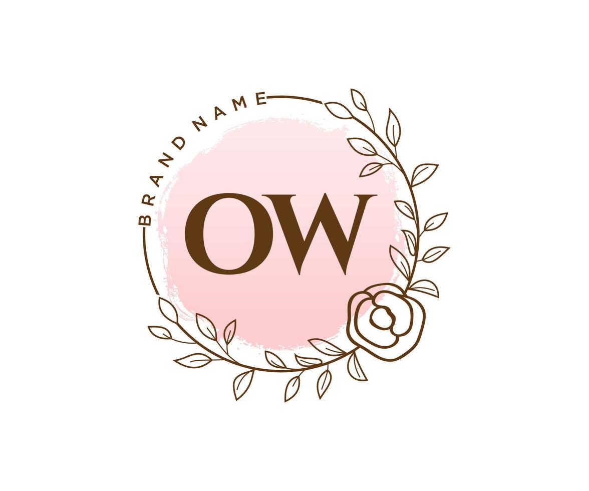 Initial OW feminine logo. Usable for Nature, Salon, Spa, Cosmetic and Beauty Logos. Flat Vector Logo Design Template Element.