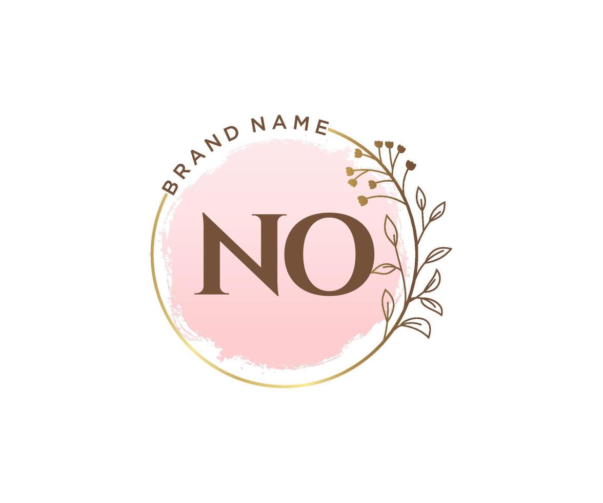 Initial NO feminine logo. Usable for Nature, Salon, Spa, Cosmetic and Beauty Logos. Flat Vector Logo Design Template Element.
