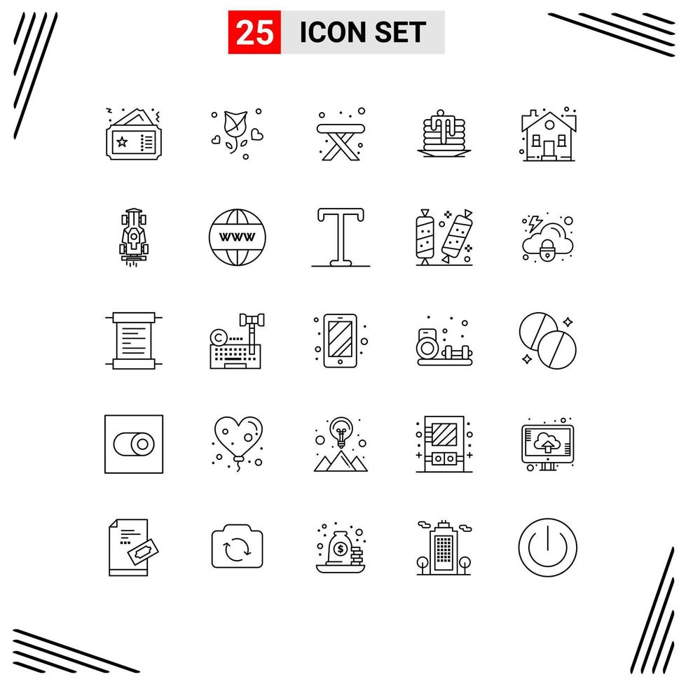 Group of 25 Modern Lines Set for building wedding cake propose wedding travel Editable Vector Design Elements