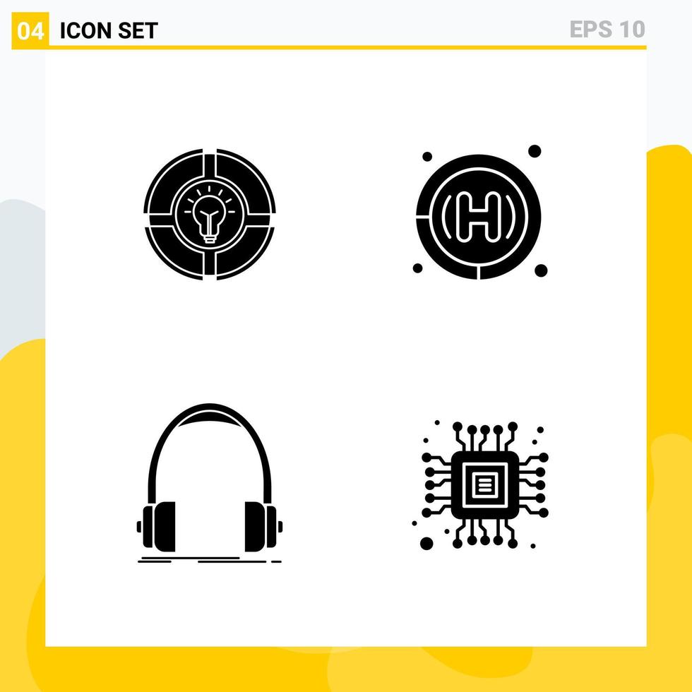 colección de 4 iconos sólidos universales conjunto de iconos para web y móvil vector