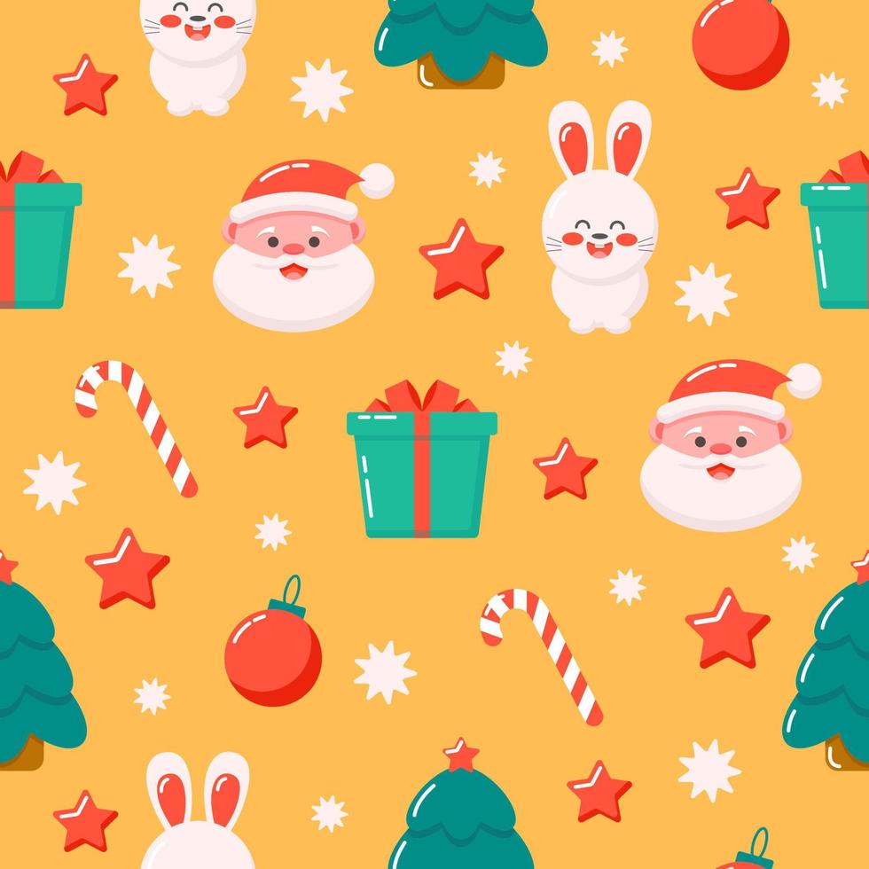 seamless Christmas pattern with Santa and bunny vector