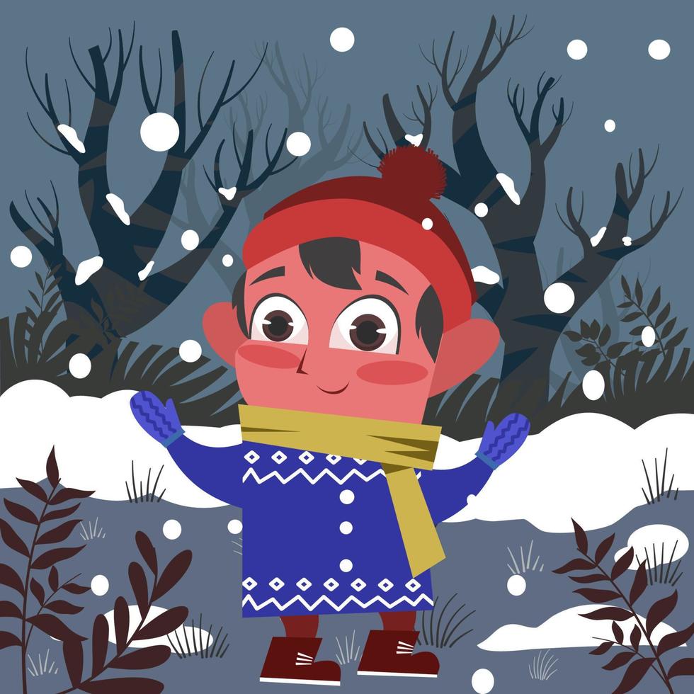 Kids in outdor winter vector