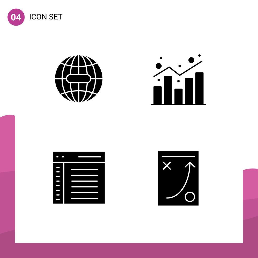 Pack of creative Solid Glyphs of earth app internet report communication Editable Vector Design Elements