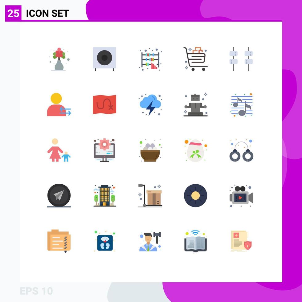 Set of 25 Vector Flat Colors on Grid for gift cart subwoofer buy office Editable Vector Design Elements