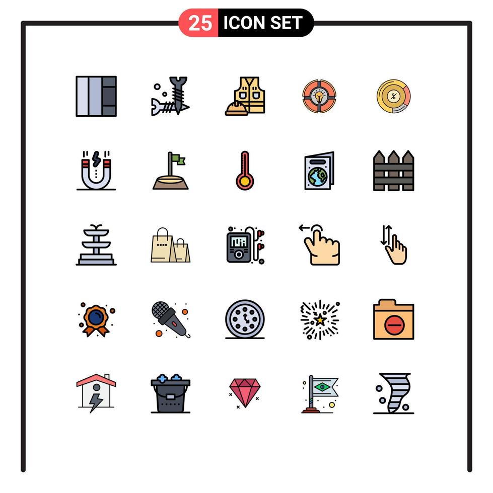 25 User Interface Filled line Flat Color Pack of modern Signs and Symbols of chart pie labor idea chat Editable Vector Design Elements