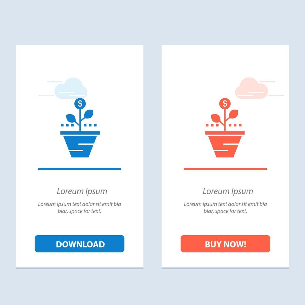 Growth Business Care Finance Grow Growing Money Raise  Blue and Red Download and Buy Now web Widget Card Template vector