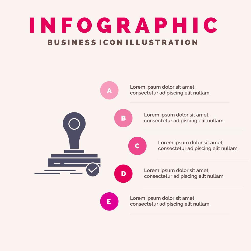 Stamp Clone Press Logo Solid Icon Infographics 5 Steps Presentation Background vector