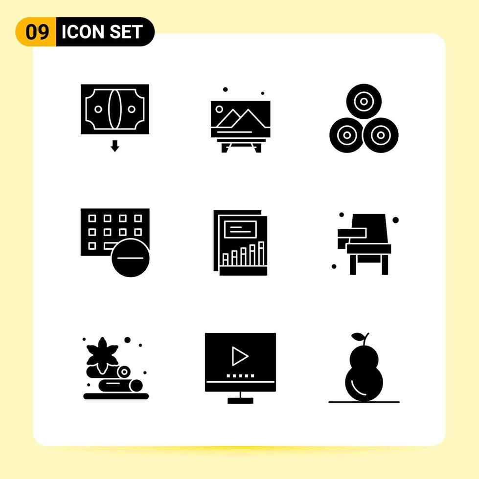 9 Creative Icons for Modern website design and responsive mobile apps 9 Glyph Symbols Signs on White Background 9 Icon Pack vector