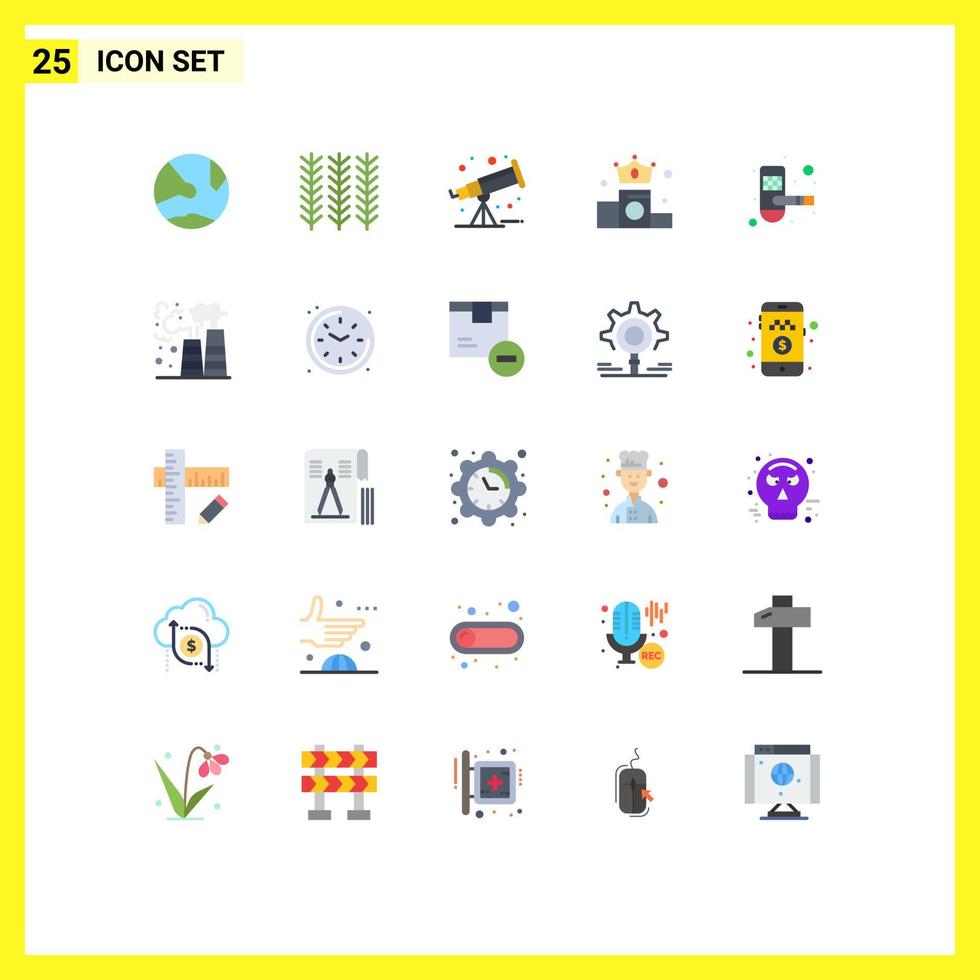 Pictogram Set of 25 Simple Flat Colors of hotel position wheat money business Editable Vector Design Elements