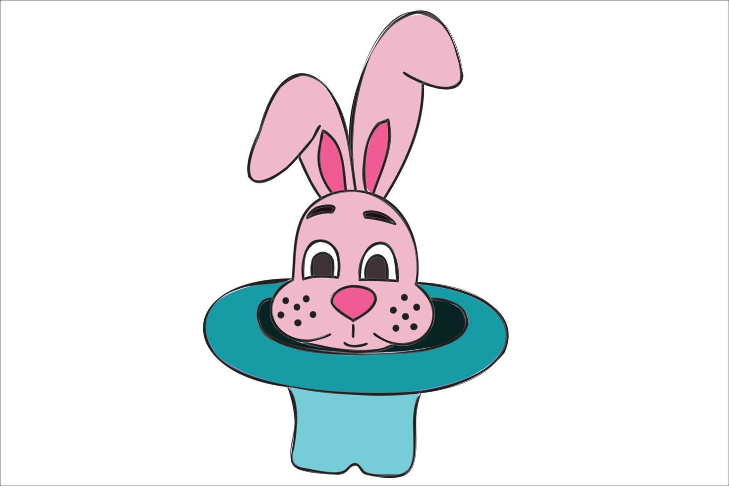 The picture shows a rabbit coming out of a magician's hat, the picture is intended for printing cards, clothes and cloth, for Christmas, Christmas, New Year and you can use it in different occasions. vector