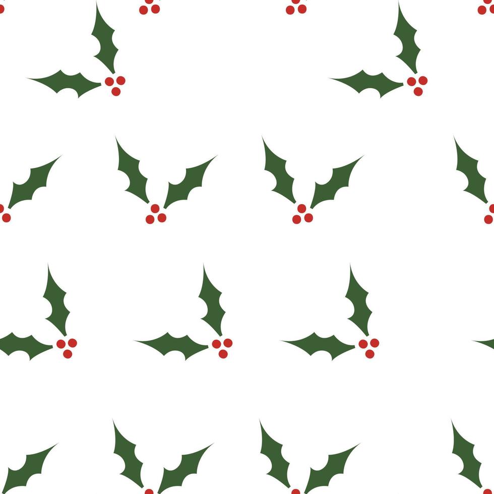 Christmas seamless pattern with mistletoe. Holiday winter square pattern. White background. Cute illustration. Winter New Year wallpaper vector