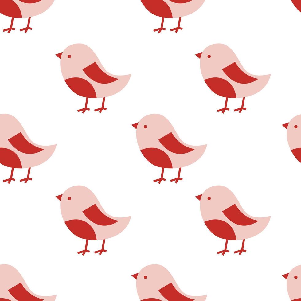 Christmas seamless pattern with cute bullfinch. Holiday winter square pattern. White background. Cute illustration. Winter New Year wallpaper vector