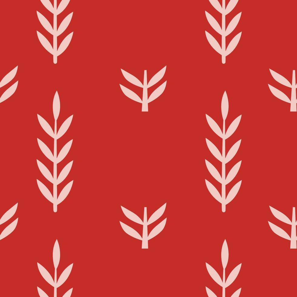 Seamless Pattern with stylized Christmas botany. Holiday winter square pattern. Red background. Cute illustration. Winter wallpaper vector
