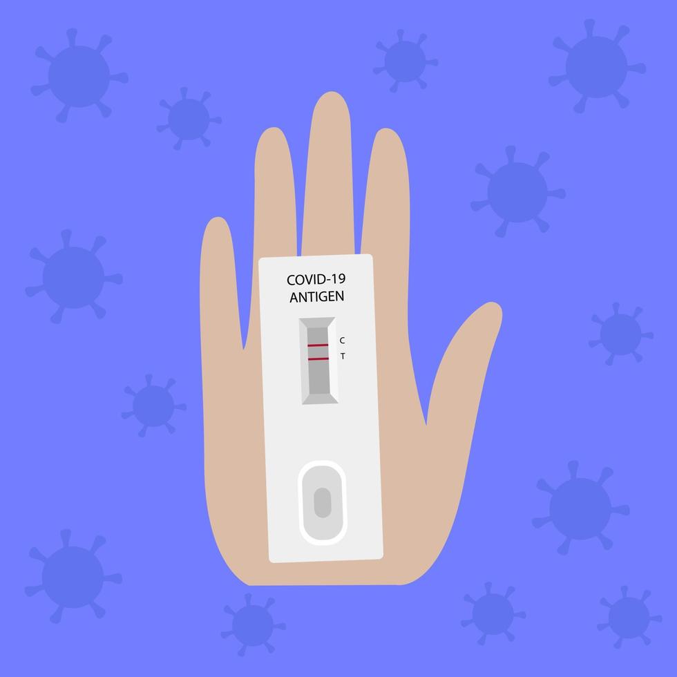Covid-19 Antigen Test Kit ATK. Background with corona virus molecules vector