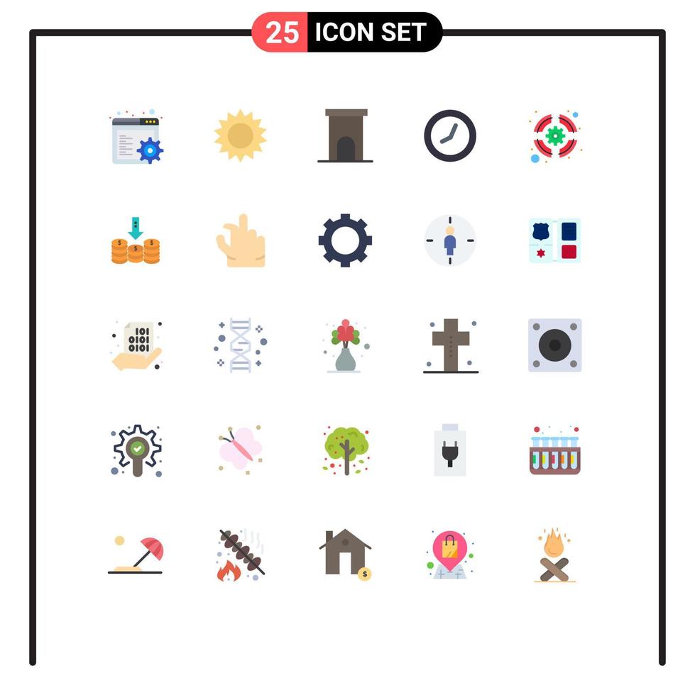 Pack of 25 Modern Flat Colors Signs and Symbols for Web Print Media such as support lifebuoy estate watch clock Editable Vector Design Elements