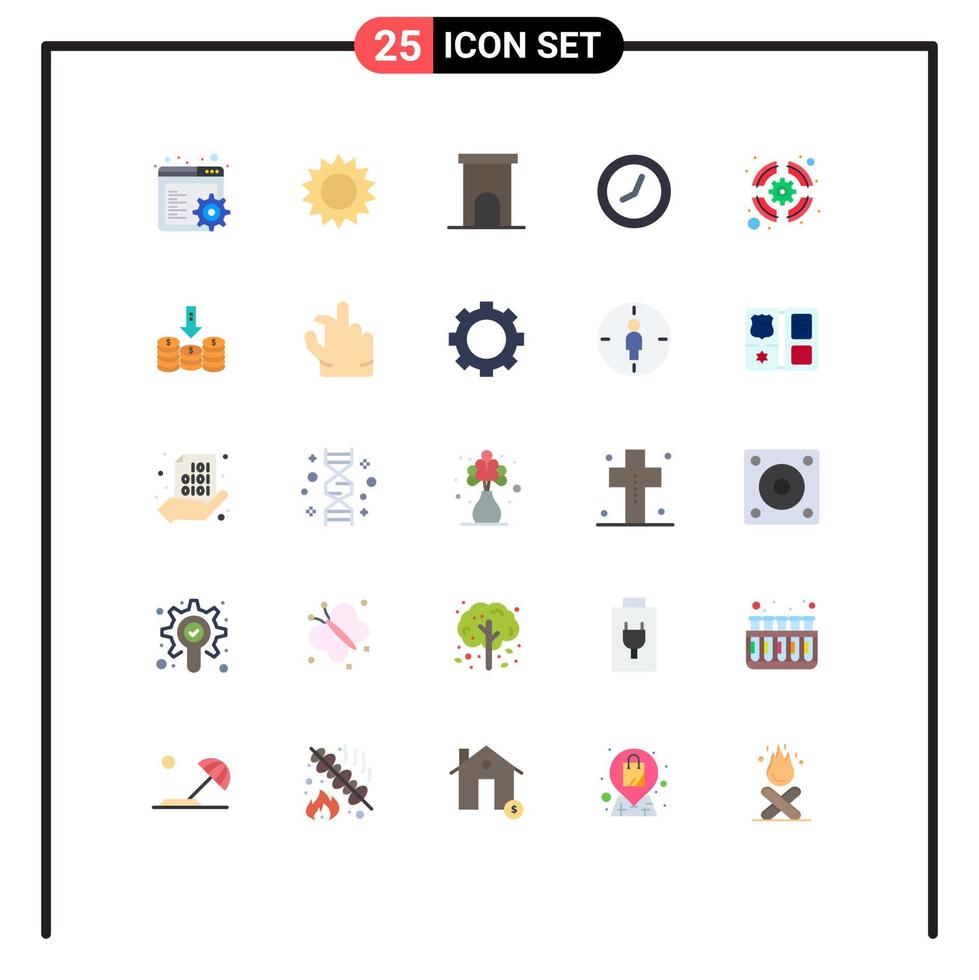 paquete de 25 signos y símbolos modernos de colores planos para medios de impresión web, como elementos de diseño de vectores editables de reloj de mantenimiento de vida útil