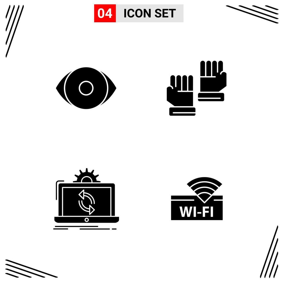 4 Icons Solid Style Grid Based Creative Glyph Symbols for Website Design Simple Solid Icon Signs Isolated on White Background 4 Icon Set Creative Black Icon vector background