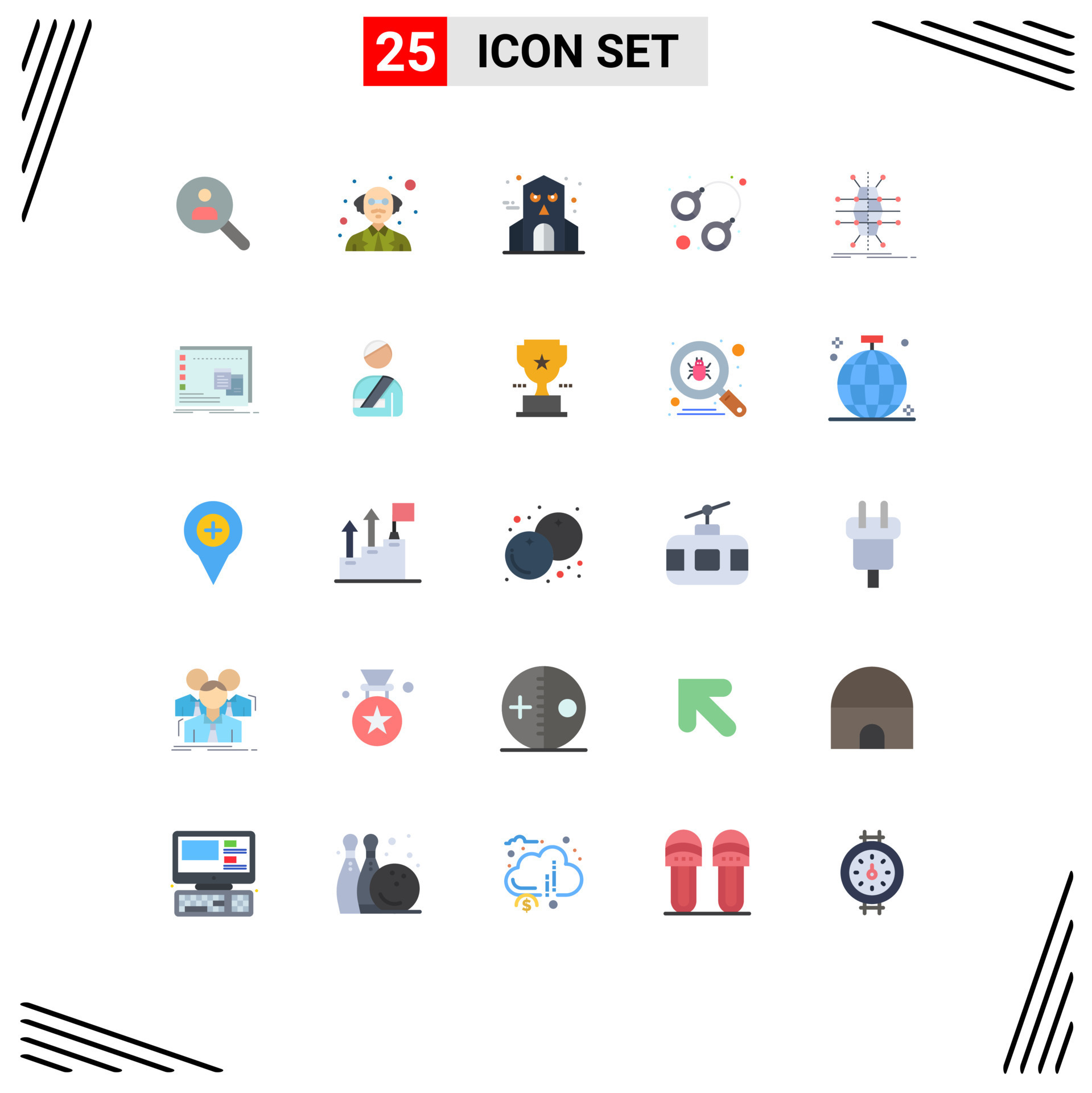 group-of-25-flat-colors-signs-and-symbols-for-grid-lock-halloween-law