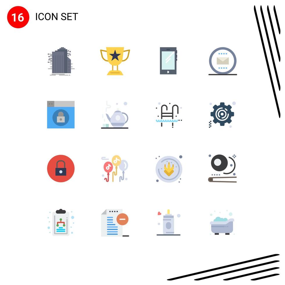 Universal Icon Symbols Group of 16 Modern Flat Colors of envelope basic prize iphone mobile Editable Pack of Creative Vector Design Elements