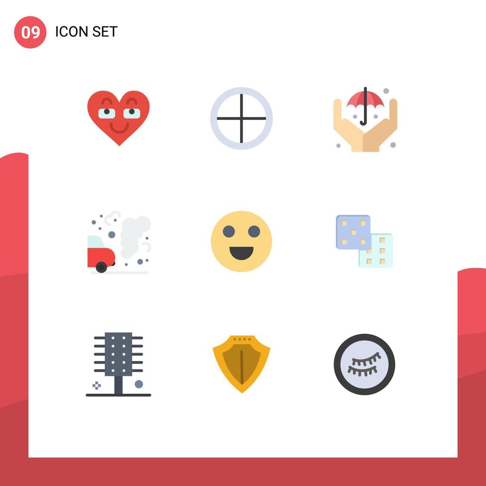 9 Universal Flat Colors Set for Web and Mobile Applications emojis garbage soldier environment safe Editable Vector Design Elements