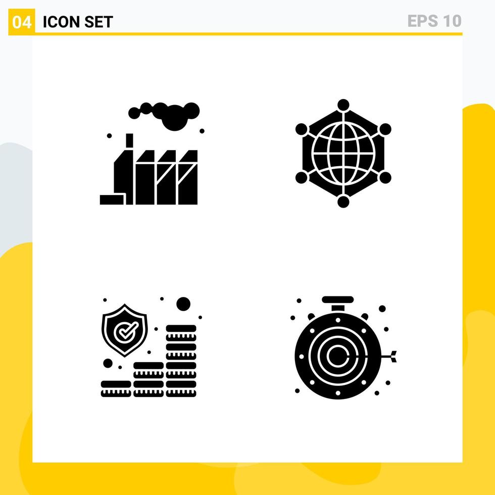 Collection of 4 Universal Solid Icons Icon Set for Web and Mobile vector