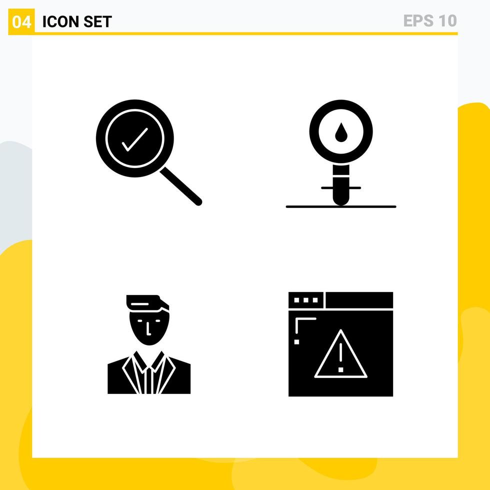 Collection of 4 Universal Solid Icons Icon Set for Web and Mobile vector