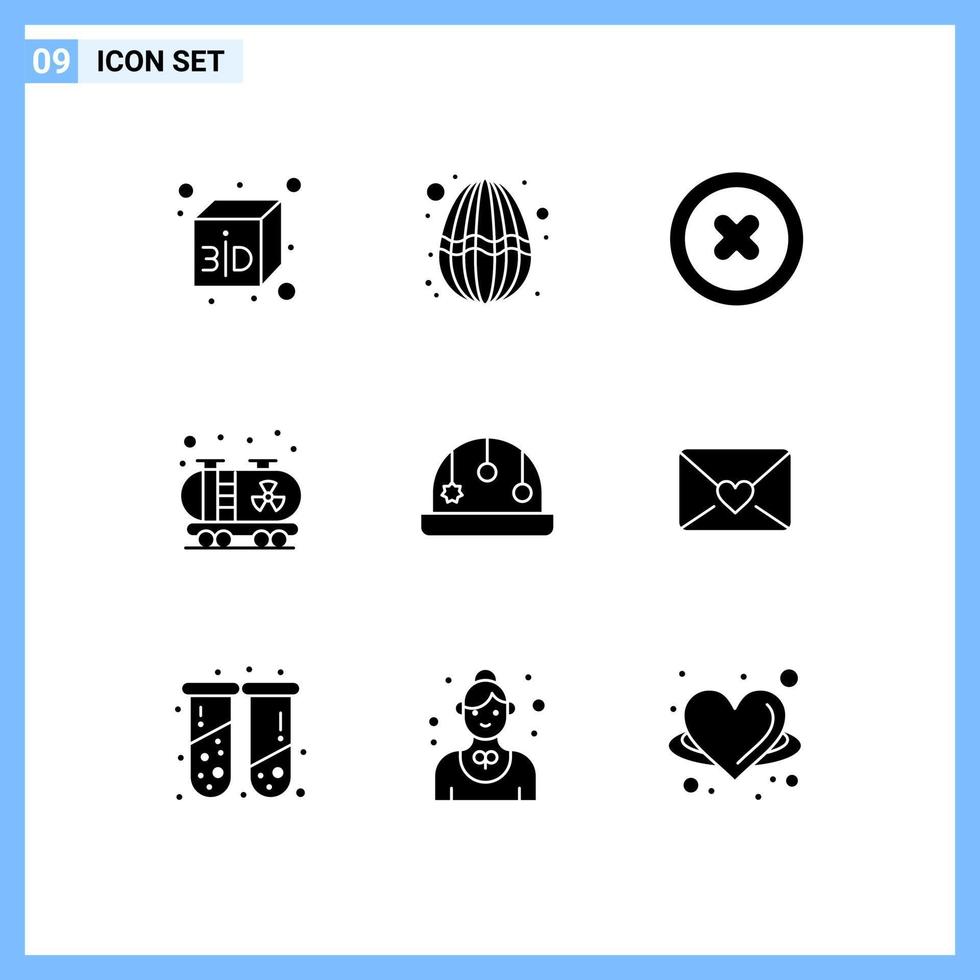 conjunto de 9 iconos modernos de la interfaz de usuario símbolos signos para elementos de diseño de vectores editables del bebé del juguete del juego del correo del corazón
