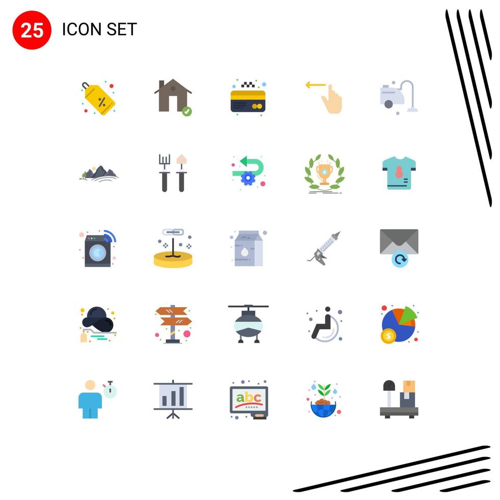 Pack of 25 creative Flat Colors of cleaner left house hand finger Editable Vector Design Elements