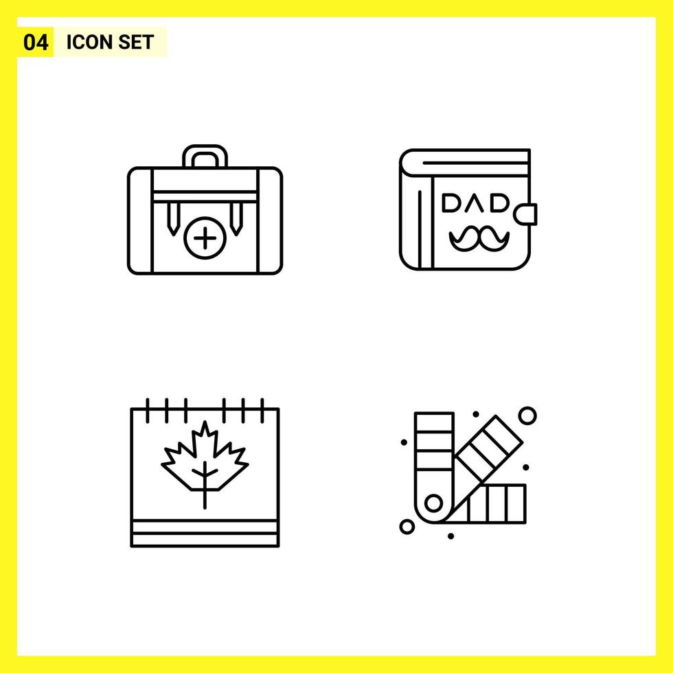 4 Icon Set Simple Line Symbols Outline Sign on White Background for Website Design Mobile Applications and Print Media vector