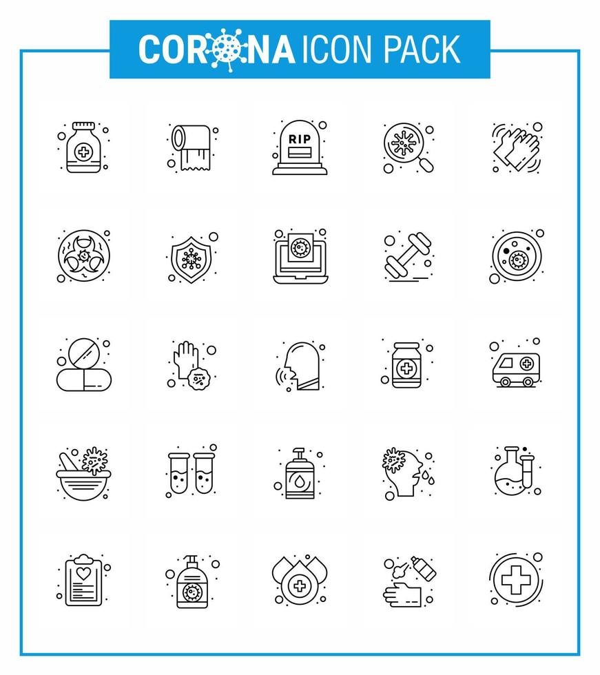 25 line viral Virus corona icon pack such as medical scan count virus bacteria viral coronavirus 2019nov disease Vector Design Elements