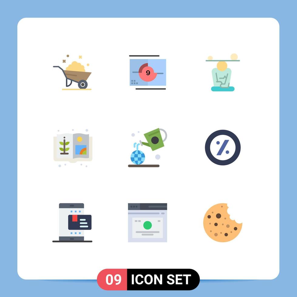 Set of 9 Modern UI Icons Symbols Signs for earth book premiere agriculture mind Editable Vector Design Elements