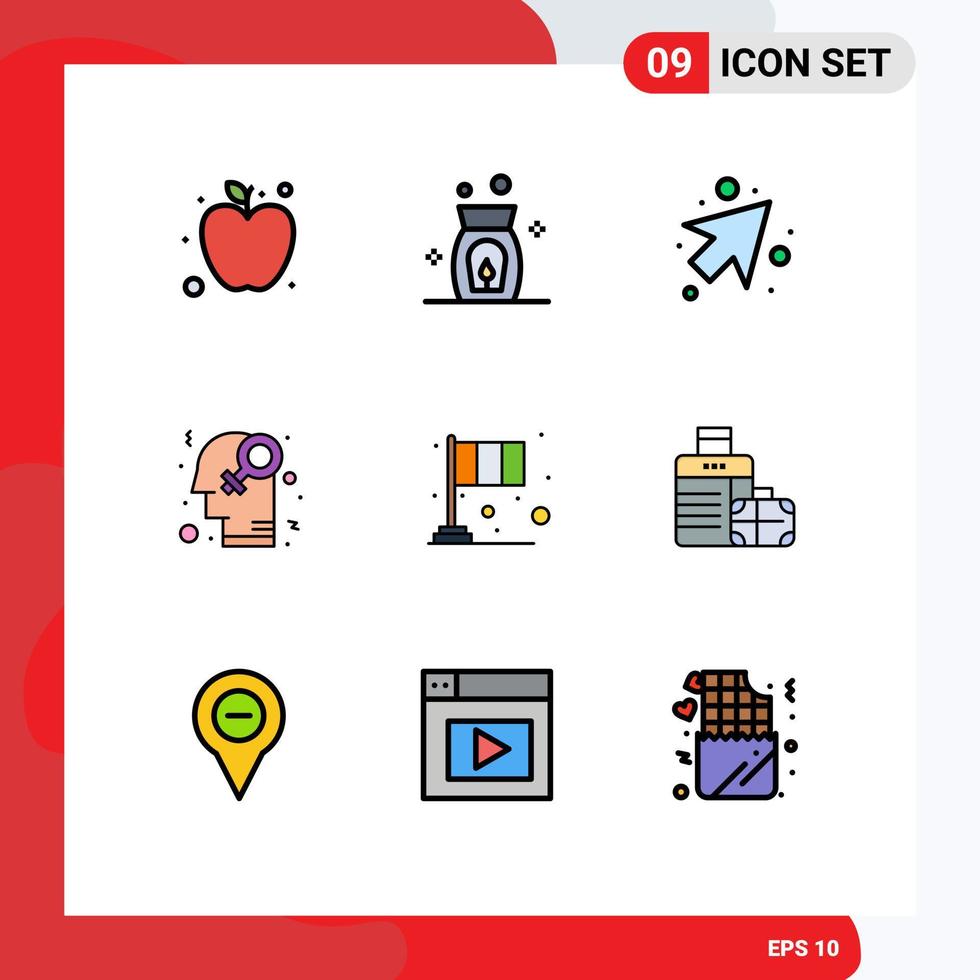 9 Universal Filledline Flat Color Signs Symbols of patrick flag right festival homosexuality Editable Vector Design Elements