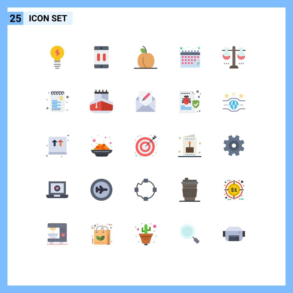 25 iconos creativos signos y símbolos modernos de cristalería de laboratorio laboratorio químico tiempo de albaricoque calendario elementos de diseño vectorial editables vector