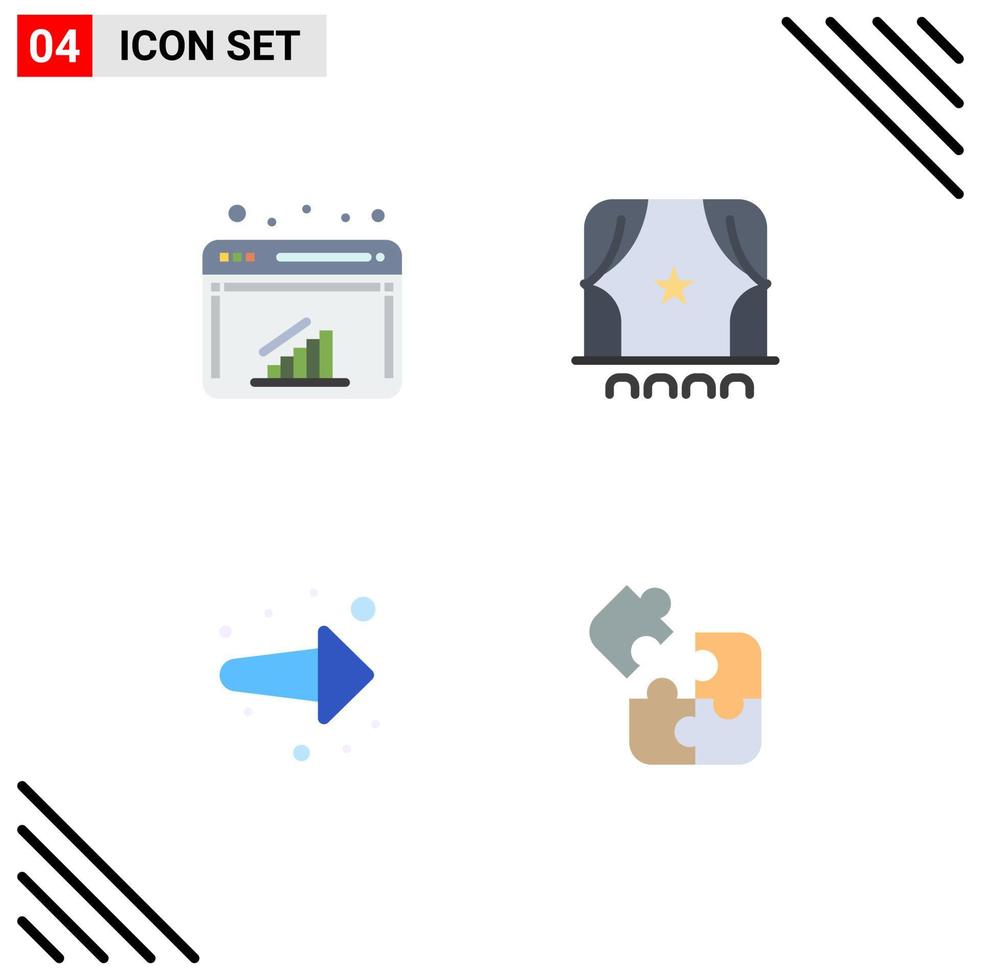 4 Creative Icons Modern Signs and Symbols of chart back web crowd right Editable Vector Design Elements