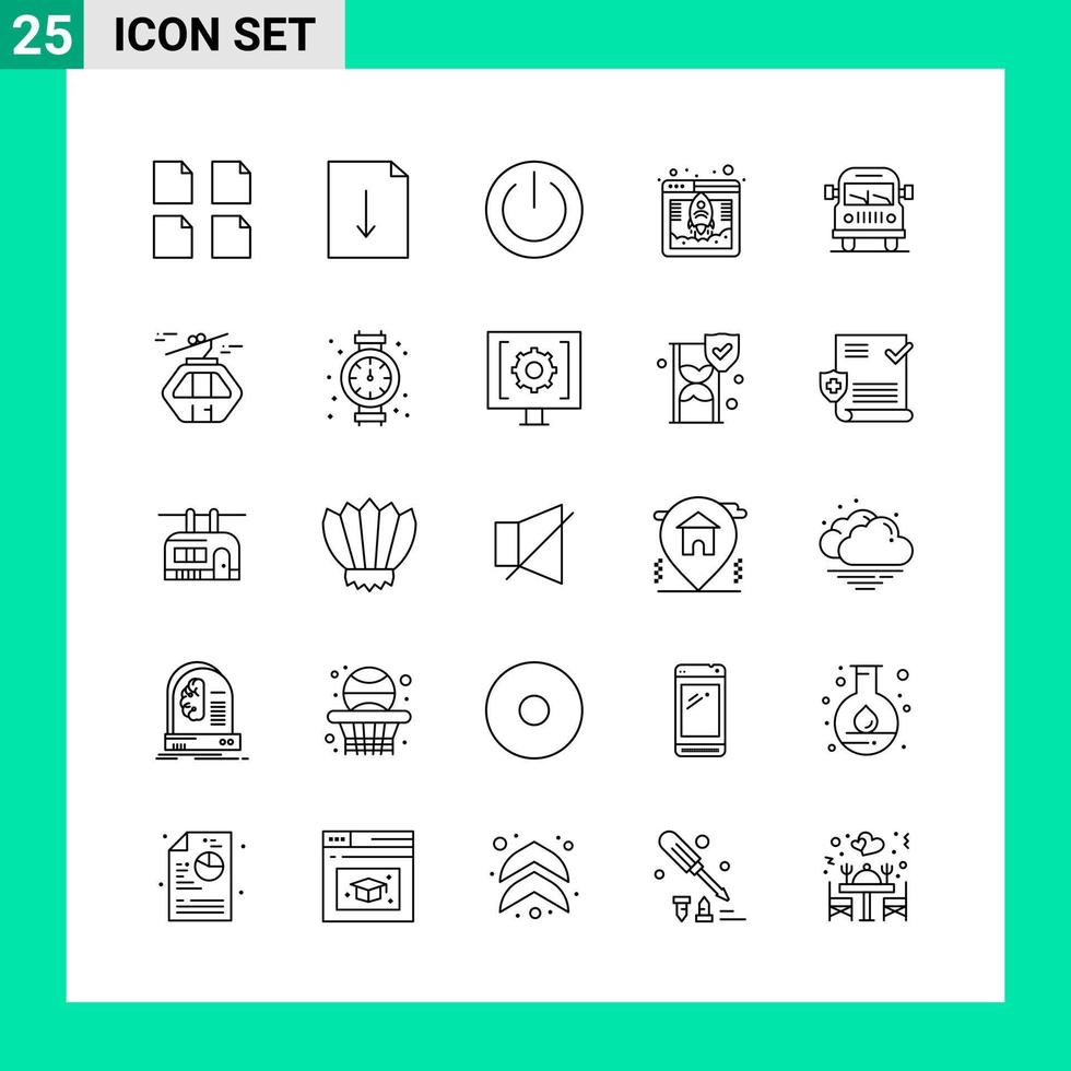 paquete de 25 iconos de estilo de línea establece símbolos de esquema para imprimir signos creativos aislados en fondo blanco 25 conjunto de iconos fondo de vector de icono negro creativo
