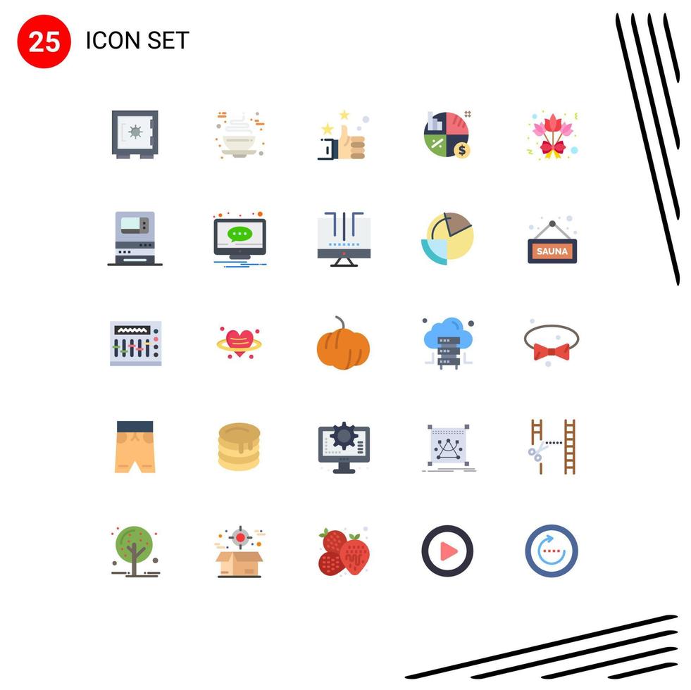 Modern Set of 25 Flat Colors Pictograph of rose bouquet favorites graph investment Editable Vector Design Elements