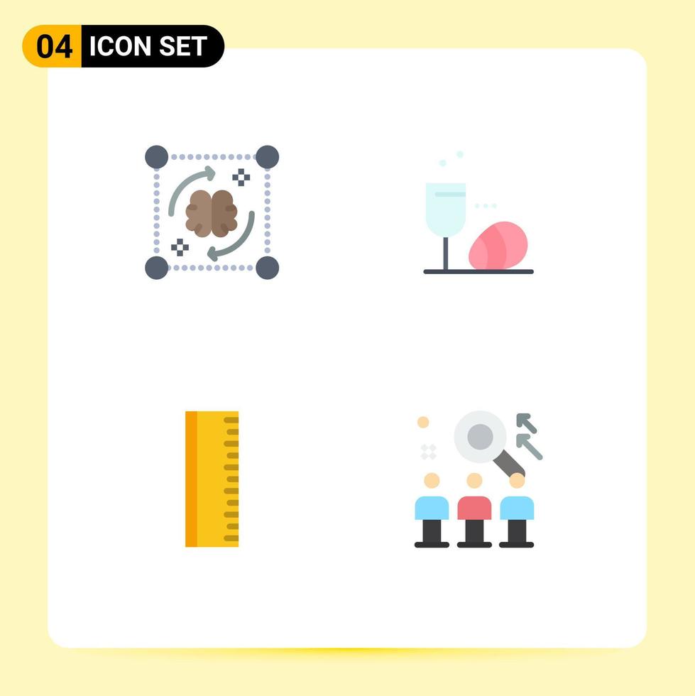 Editable Vector Line Pack of 4 Simple Flat Icons of mind education brain egg school Editable Vector Design Elements