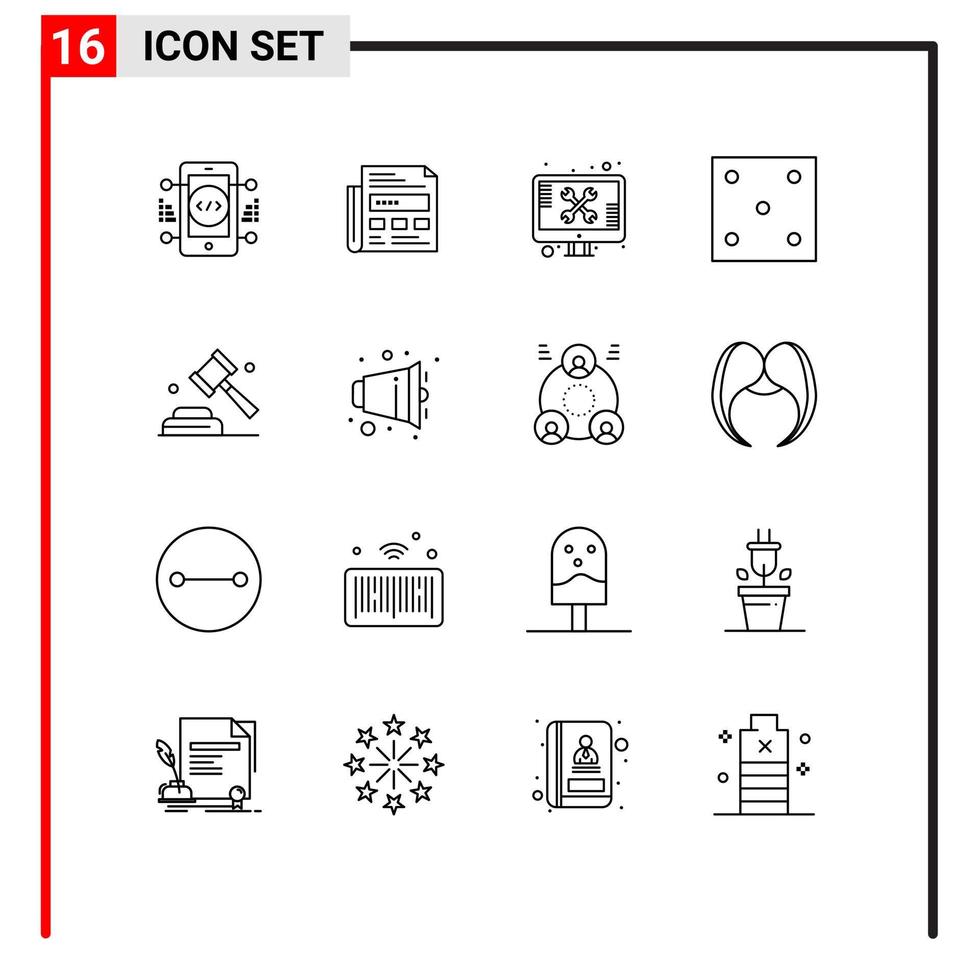 16 Thematic Vector Outlines and Editable Symbols of politics ludo repair game tools Editable Vector Design Elements