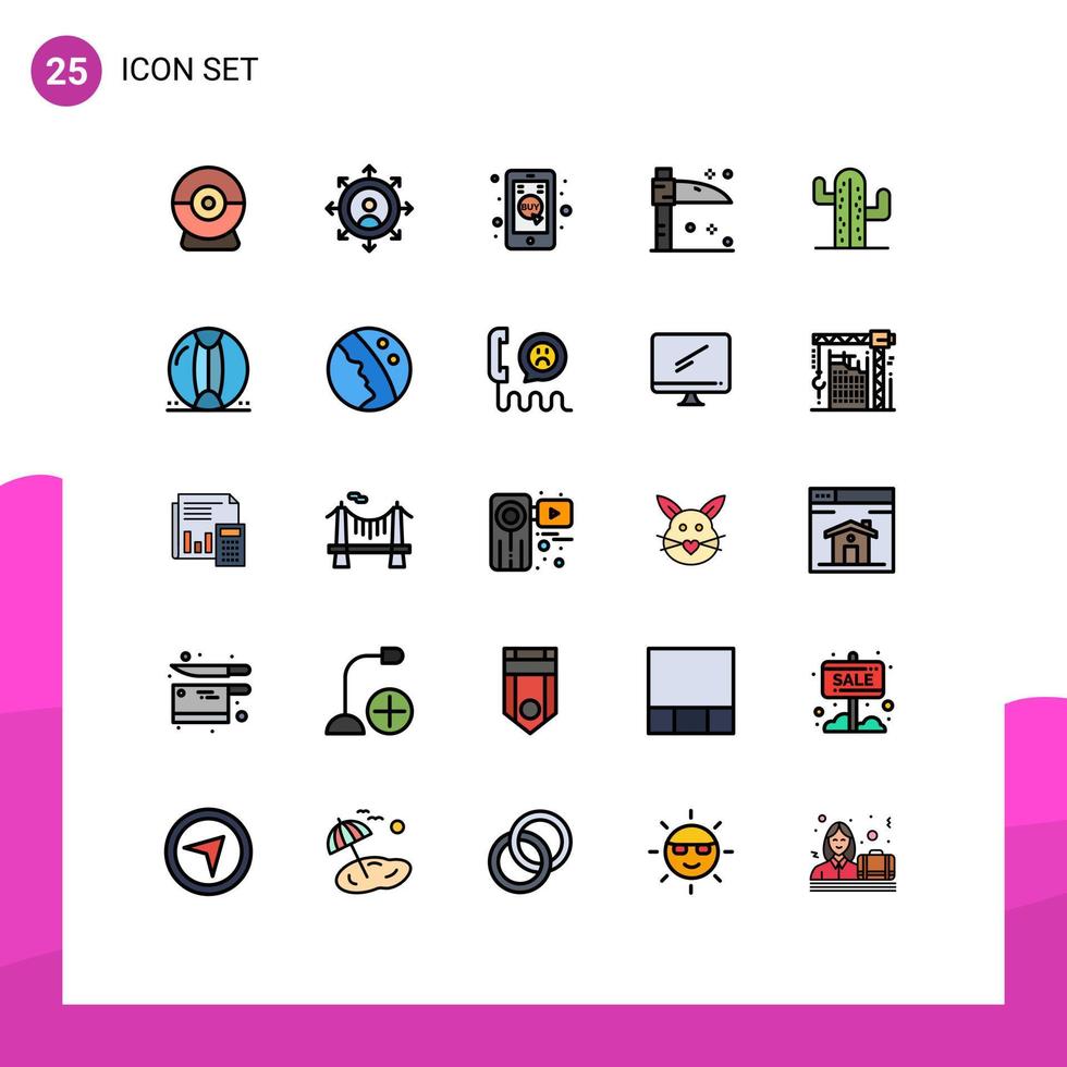 paquete de iconos de vector de stock de 25 signos y símbolos de línea para elementos de diseño de vector editables de guadaña móvil de EE. UU.