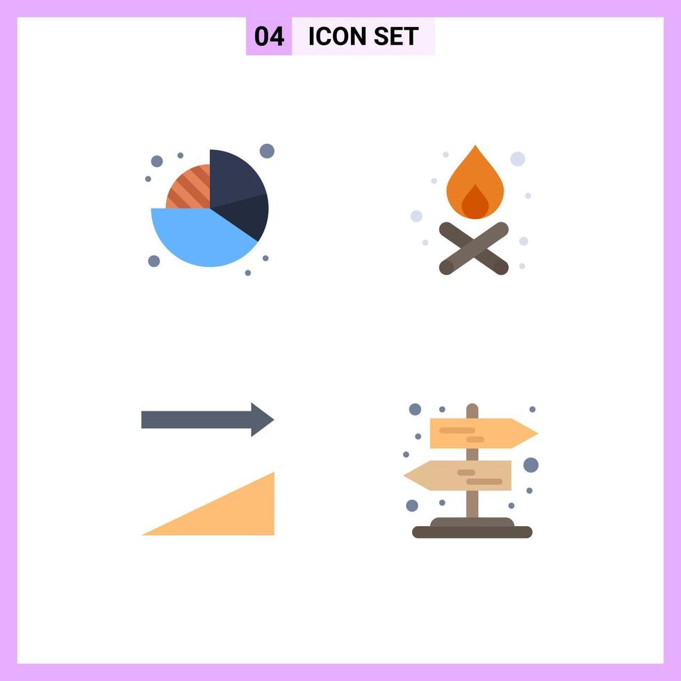 Flat Icon Pack of 4 Universal Symbols of business sorting pie fire rural Editable Vector Design Elements