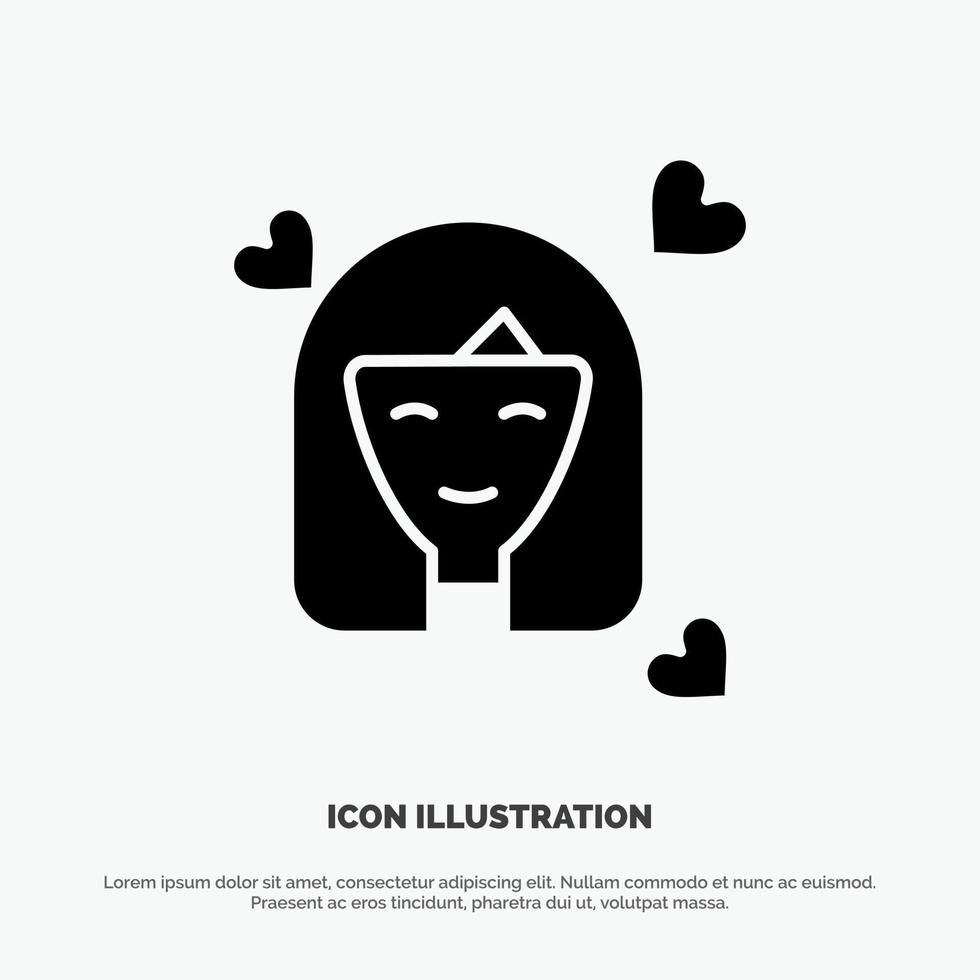 Girl Person Woman Avatar Women solid Glyph Icon vector