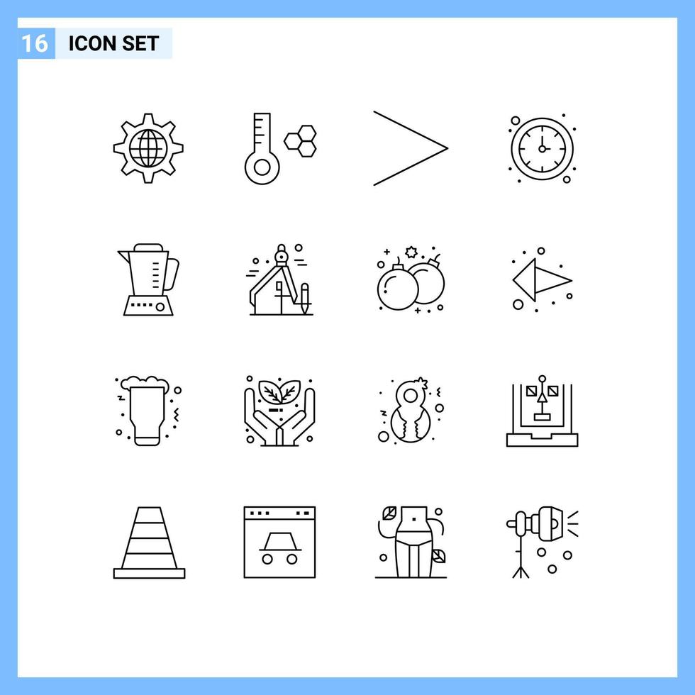 16 Creative Icons Modern Signs and Symbols of machine electric arrow blender time Editable Vector Design Elements