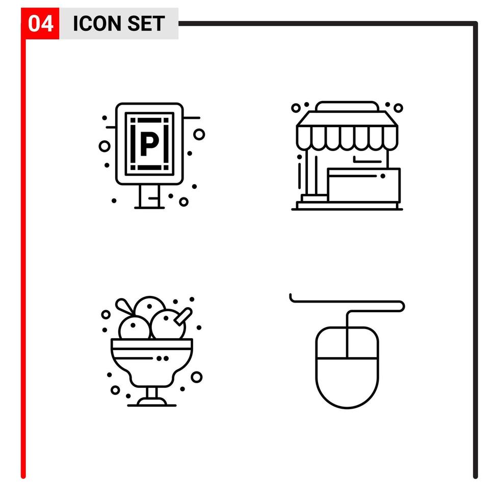 4 General Icons for website design print and mobile apps 4 Outline Symbols Signs Isolated on White Background 4 Icon Pack vector