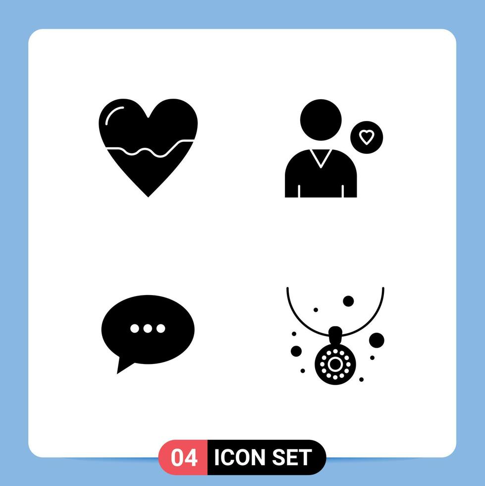 Set of 4 Modern UI Icons Symbols Signs for anatomy love hospital heart conversation Editable Vector Design Elements