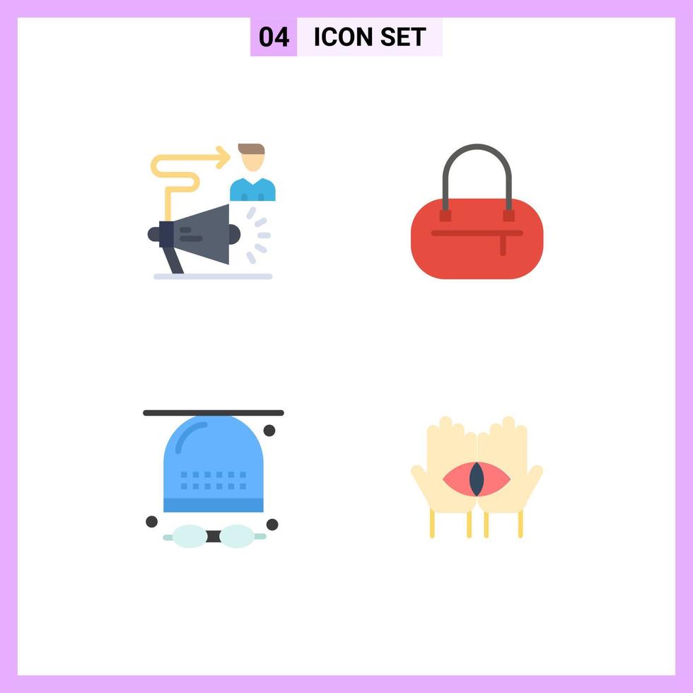 Pictogram Set of 4 Simple Flat Icons of campaign game announcement fashion hat Editable Vector Design Elements