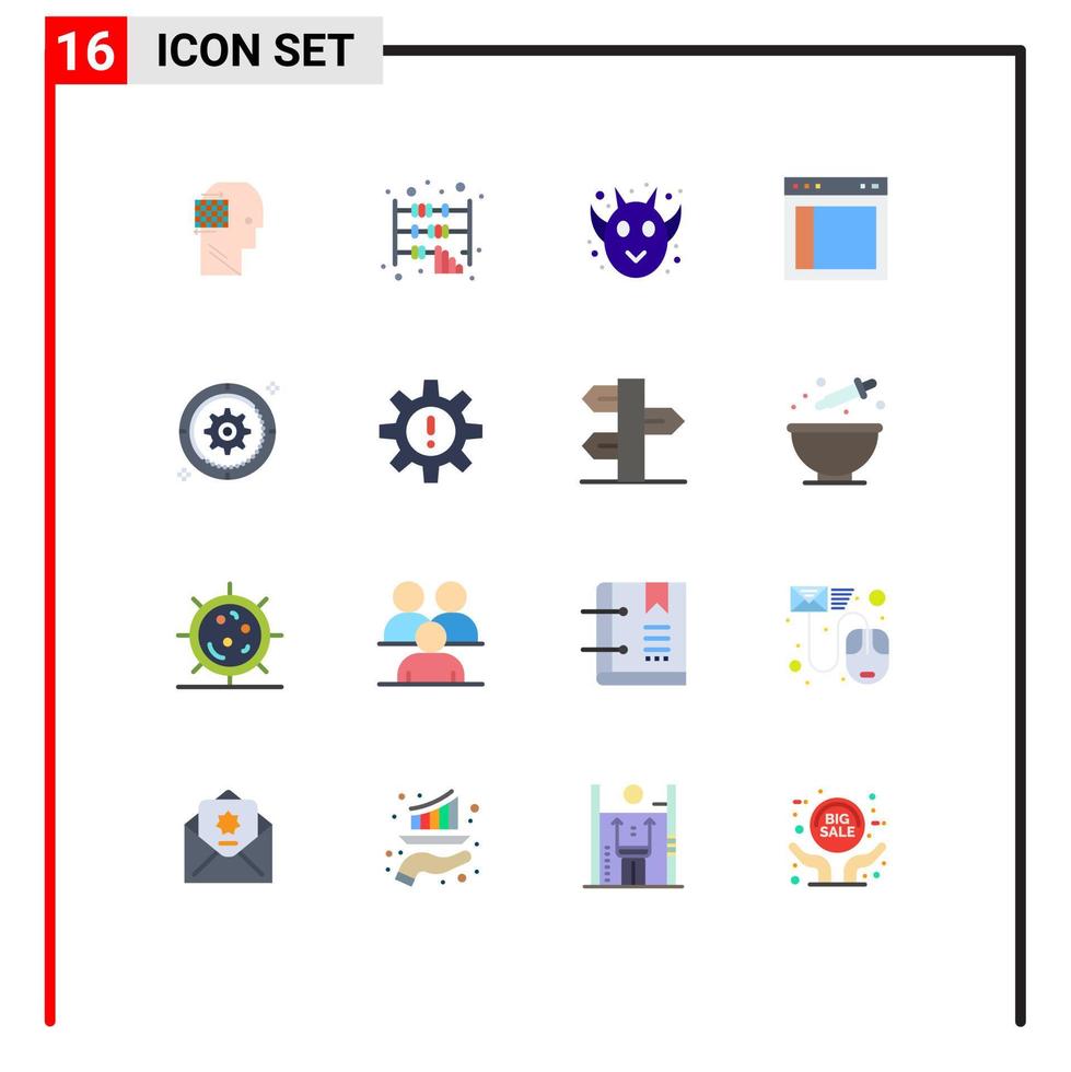 conjunto de 16 iconos de interfaz de usuario modernos signos de símbolos para configurar el diseño enojado de texto dividir paquete editable de elementos de diseño de vectores creativos